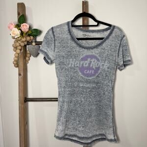 Hard Rock Cafe Gray Sheer Juniors Fit‎ T Shirt Size Large
